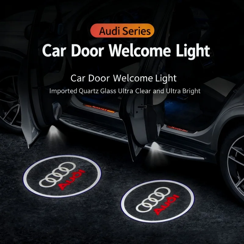 

2pcs LED Door Logo Projection Lamp Installation-Free Flat Design for Audi Car Door Modification LED Lamp Light Car Accessories
