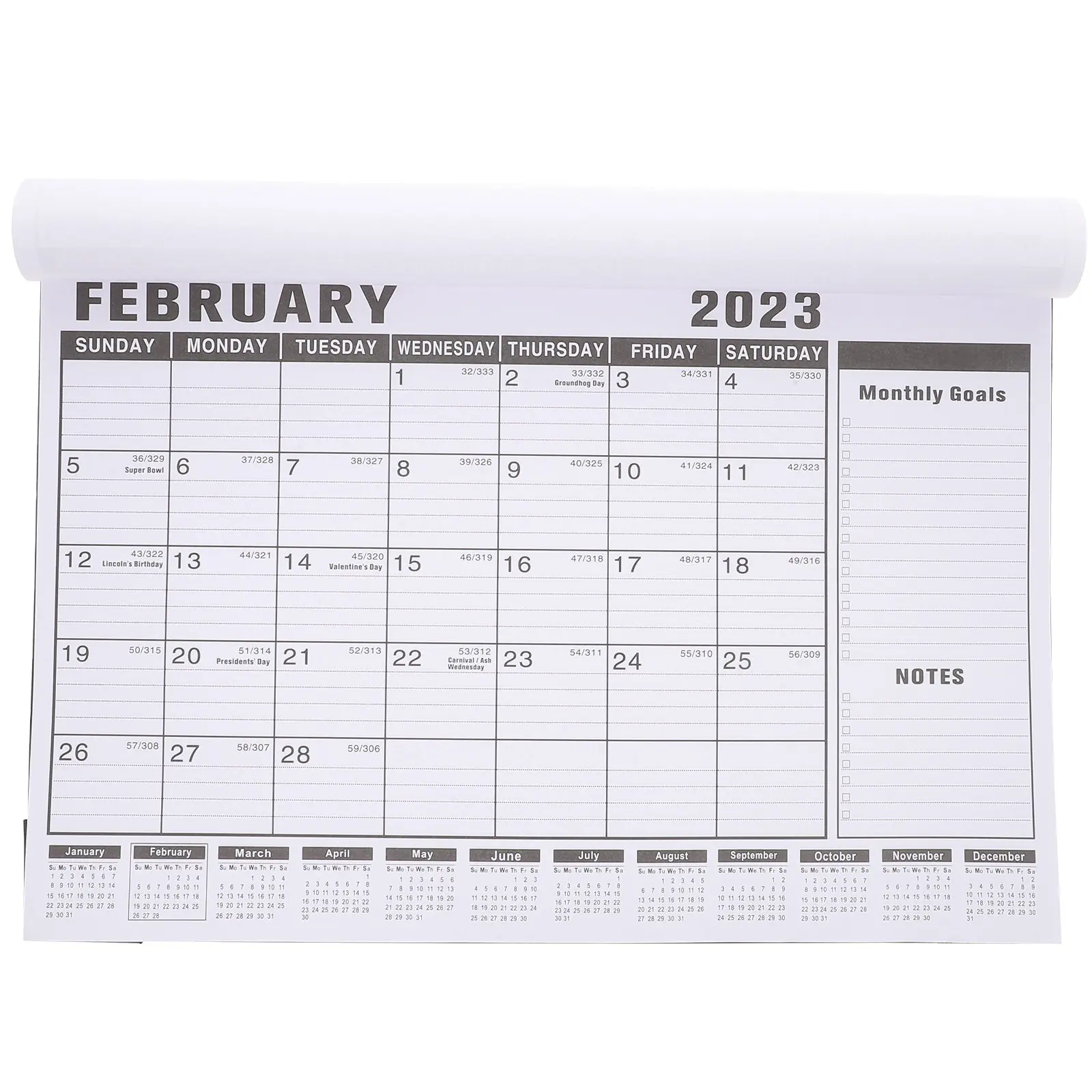 

Household English Hanging Calendar 2023 Thick Paper Monthly Desk Calendar Multi-Function Office Home Supply Holiday Sticker
