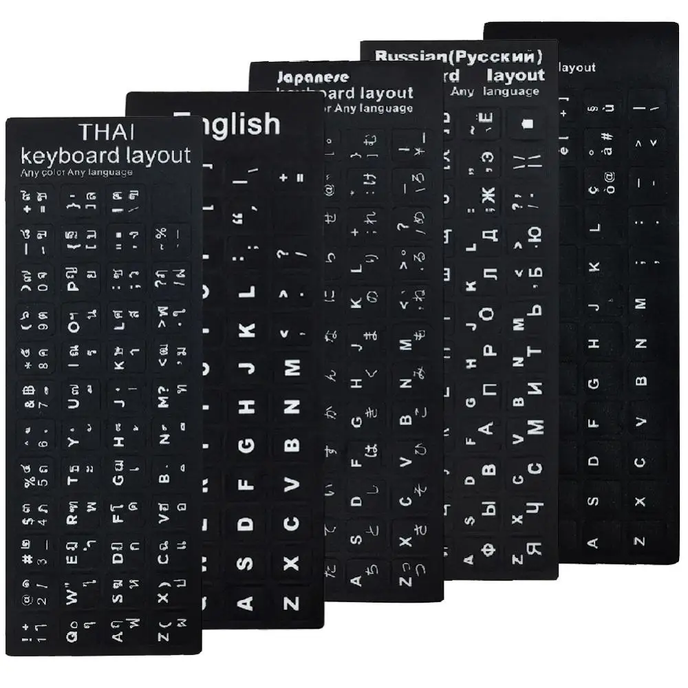 Keyboard Sticker Russian, Italian Thai Japanese English Arabic Korean Spanish French German PC Laptop Computer Keyboard Stickers