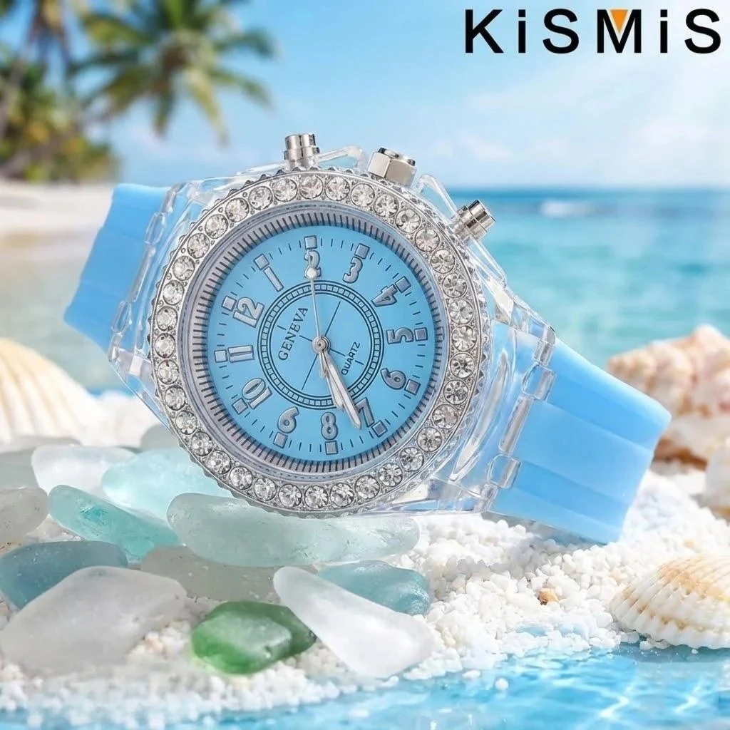 

Trendy LED Sport Quartz Watches for Men and Women Luminous Rhinestone Design Chic Couples Wristwatch