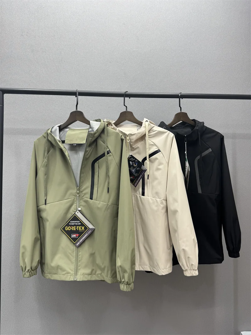 

Легкая дышащая мужская куртка для активного отдыха, свободного кроя, с капюшоном, ветрозащитная, водоотталкивающая, однотонная, новая модная модель для весны