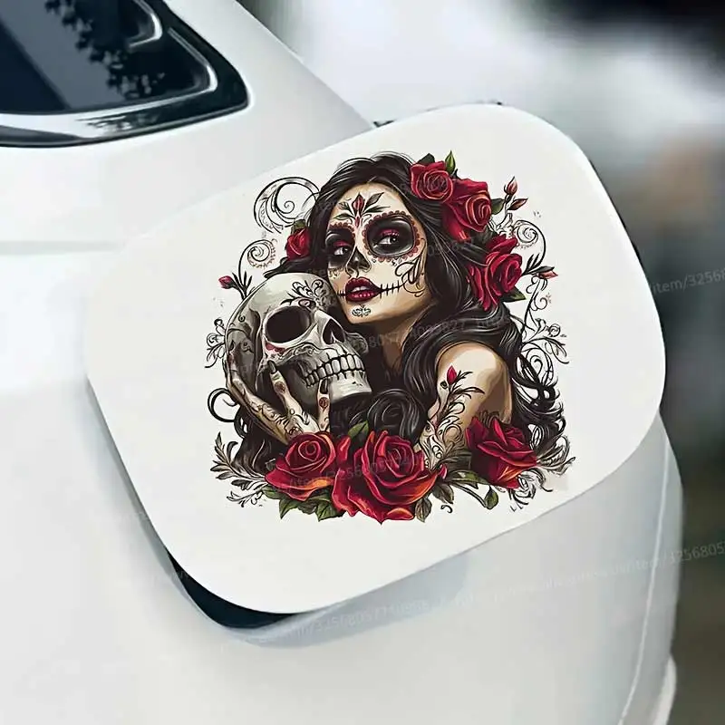 Sugar Skull Female Skeleton Car Sticker Waterproof Vinyl Decal on Bumper Rear Window Laptop Decal For Car Accessories SH879