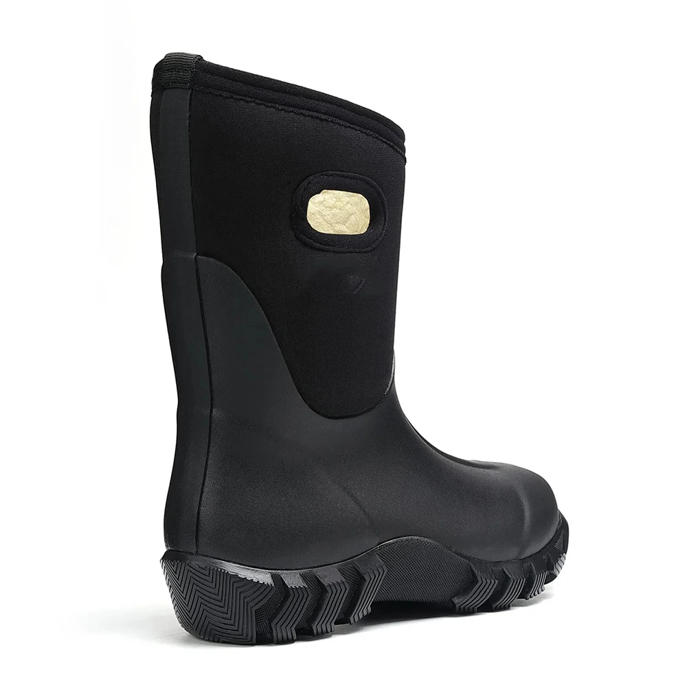 Children's Fleece-Lined Warm Snow Boots Winter Waterproof Wear-Resistant Mid-Calf Anti-Slip Rain Boots for Outdoor CS Sports