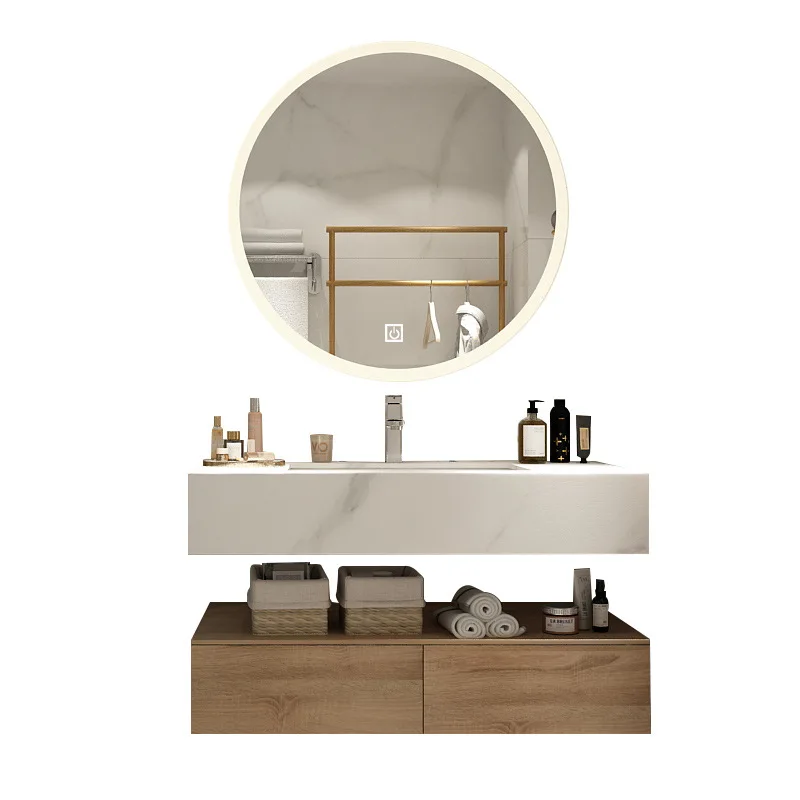 

Роскошная мраморная мебель для ванной комнаты, небольшая раковина для ванной комнаты, водонепроницаемый настенный туалетный столик для ванной комнаты