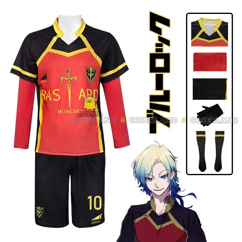 IN STOCK Anime Blue Lock Michael Kaiser Cosplay Costume Wig Red Uniform Bastard Munchen No.10 Germany Team Football Jersey Men