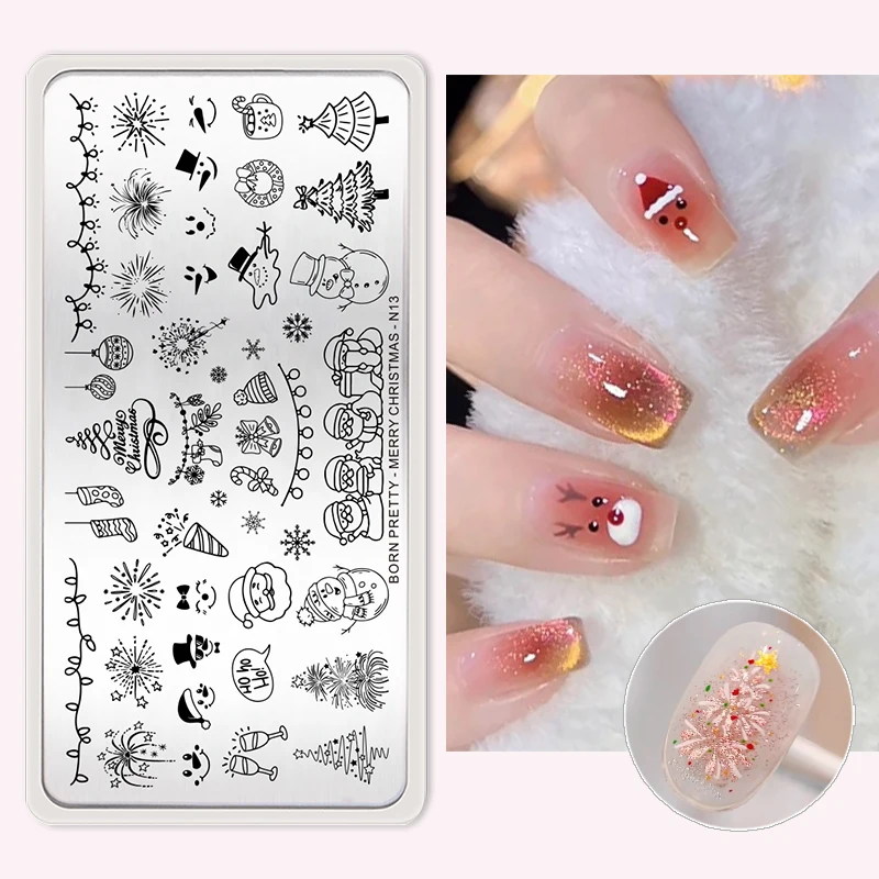 BORN PRETTY Stamping Plate Snowflake Winter Christmas Flower Snakes Design For Nail Polish Printing Template Tools Supplies