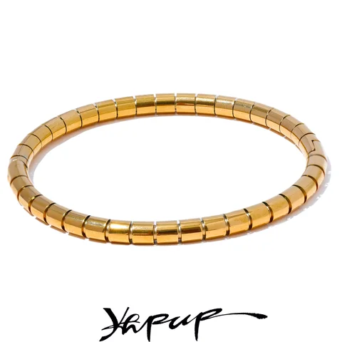 Yhpup 57mm 316l 스테인레스 스틸 고품질 팔찌 팔찌 골드 실버 컬러 금속 녹 증거 패션 손목 보석 Bijoux