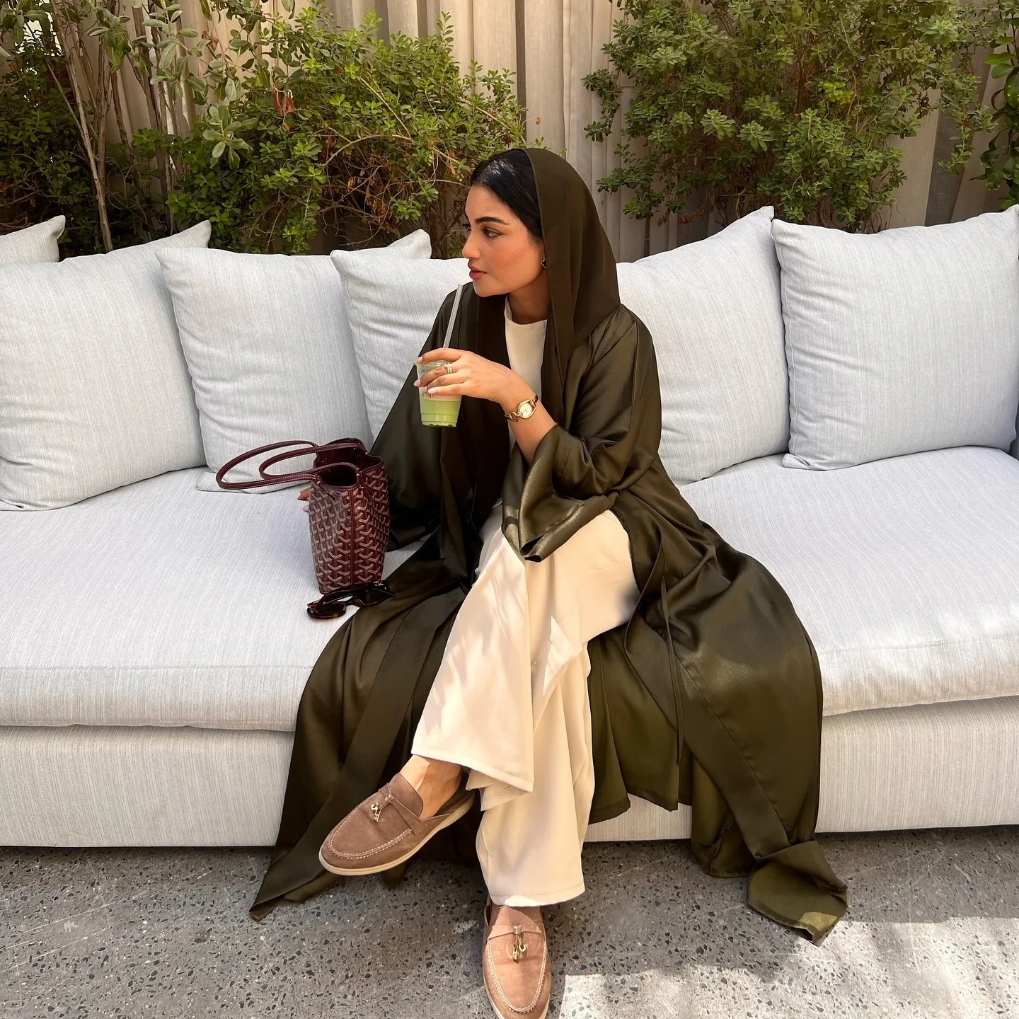 Muslim Women Solid Color Abaya Cardigan Dress Loose Robe Spot Middle East Dubai Muslim Robe Abaya Dress Cardigan