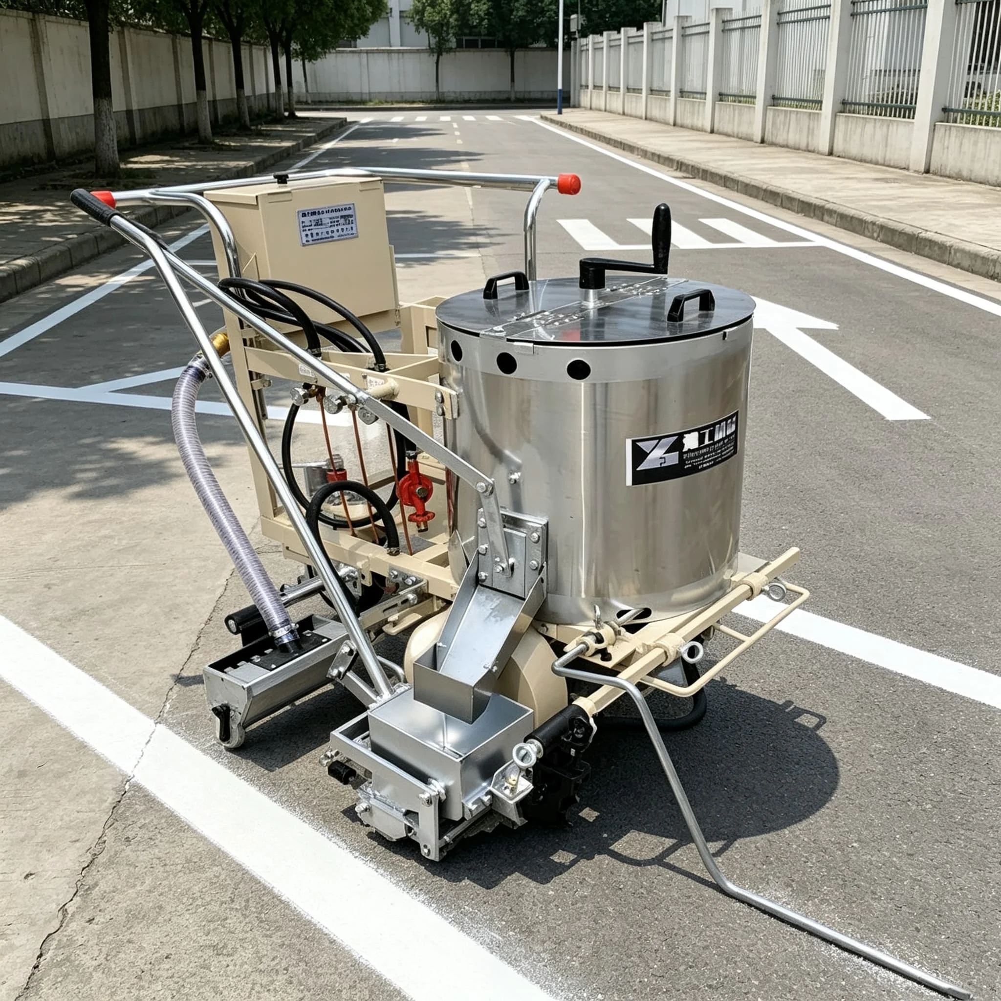 Hot Melt Road Marking Machine Hand Push Thermoplastic Line Marker Adjustable Line Width For Asphalt Concrete Pavement