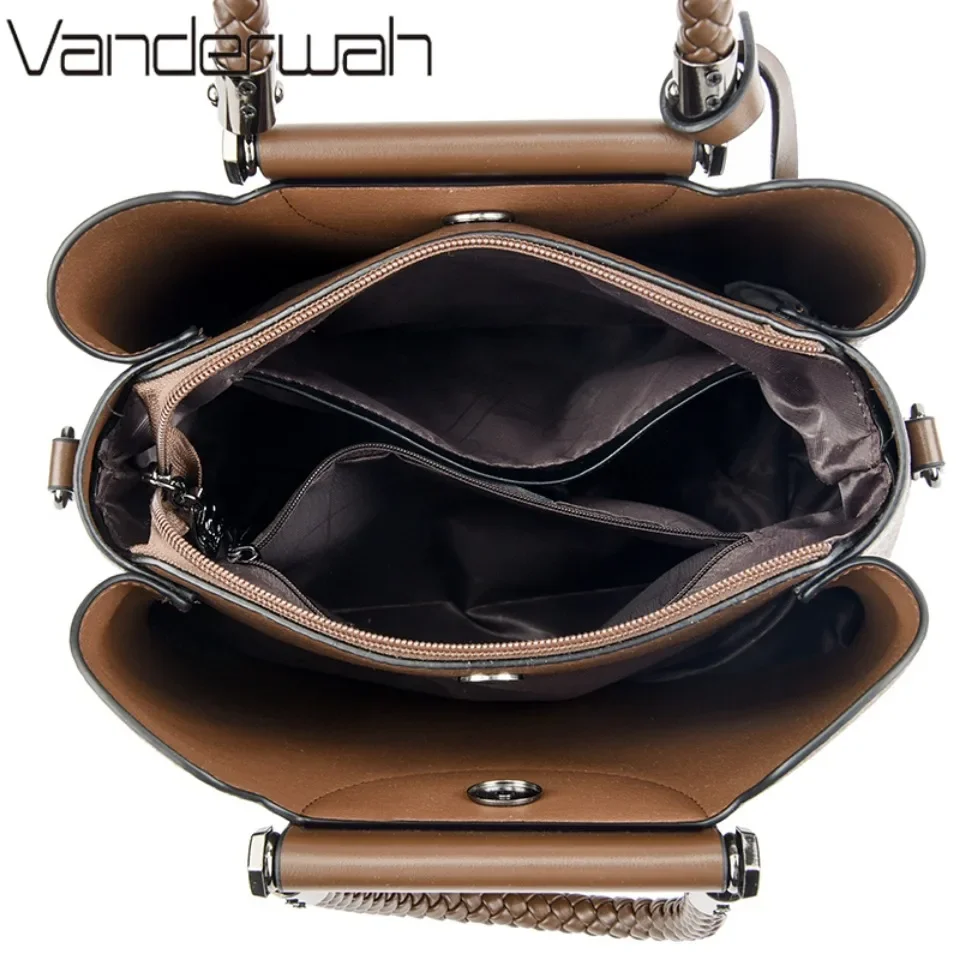 VANDERWAH 3 Layer Design Women\'s Handbags Luxury Designer Shoulder Crossbody Bags High Quality PU Leather Ladies Casual Tote Bag