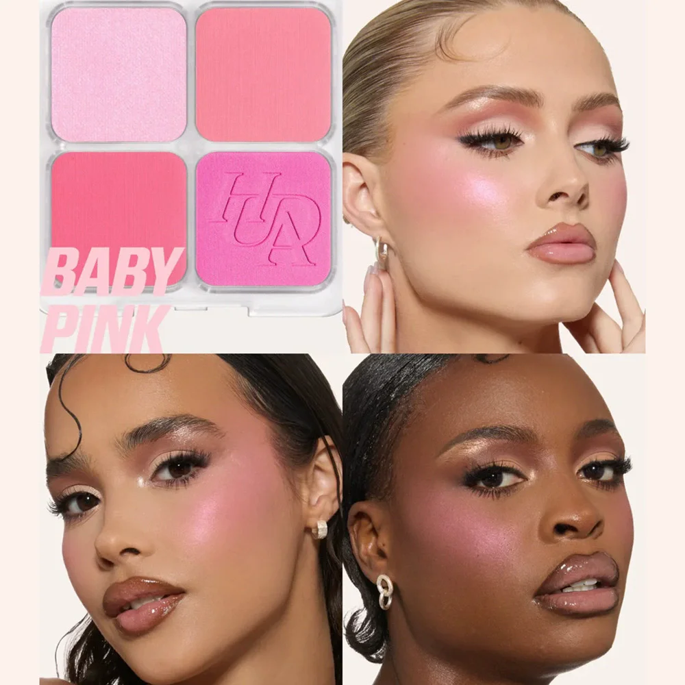 4-in-1 Women's Cosmetic Blush And Mario Brush Set Matte Shimmer Blush Filter Flush Eye Check Palette Long Lasting Daily Use
