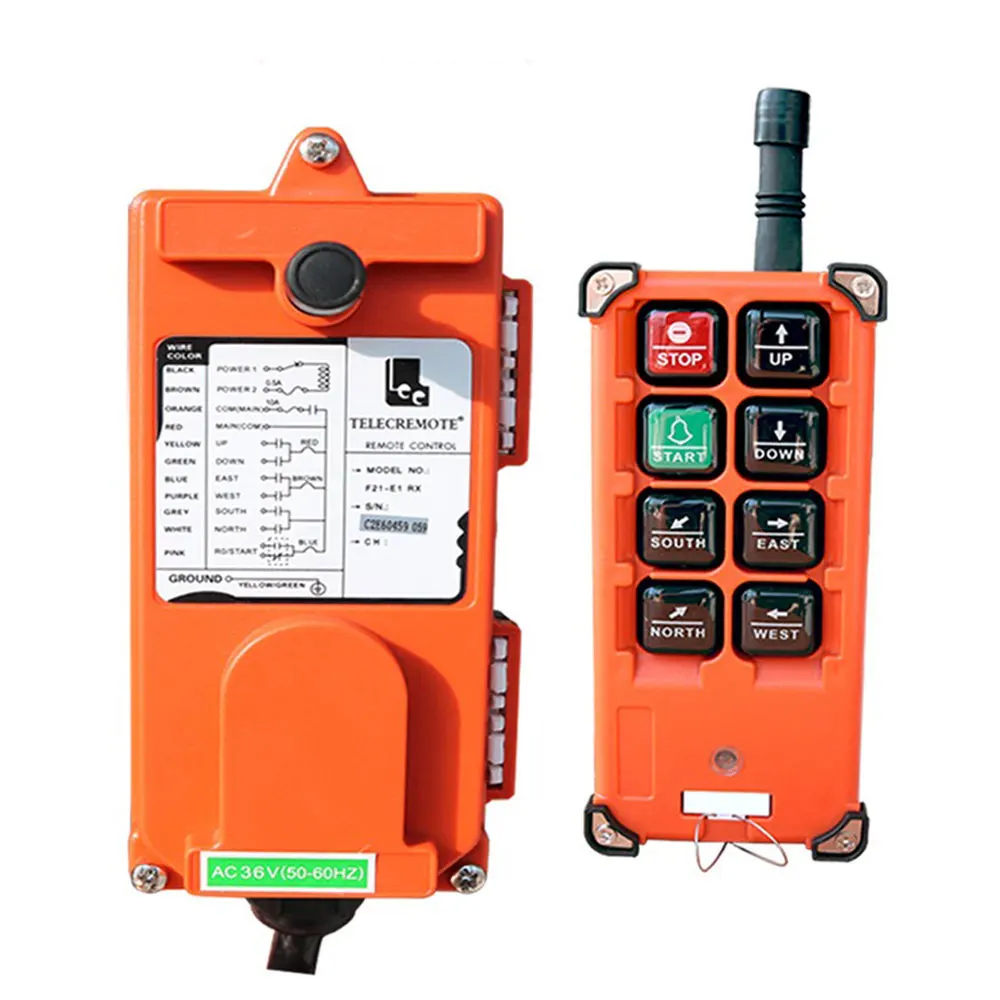 

F21-E1B Wireless Industrial Remote Controller Switches 12V 24V 36V 72V 220V 380V 8 Buttons Hoist Crane Lift Radio Remote Control