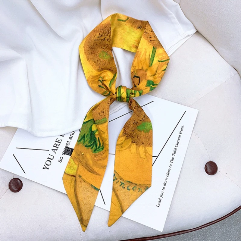 

Завязанная сумка, лента, повязка на голову, длинный стример, шелковый шарф в стиле ретро, картина маслом премиум-класса, шелковый шарф, роскошная лента