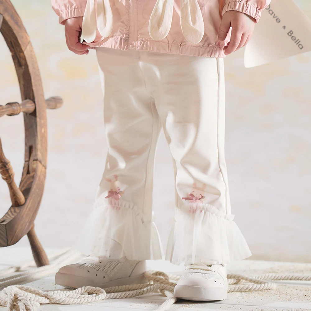 Dave Bella Children Summer Mesh Lace Flare Light Leggings Pants Girls Elastic Trouses Kids 1-7 Years Leggings Outdoor DB2261518