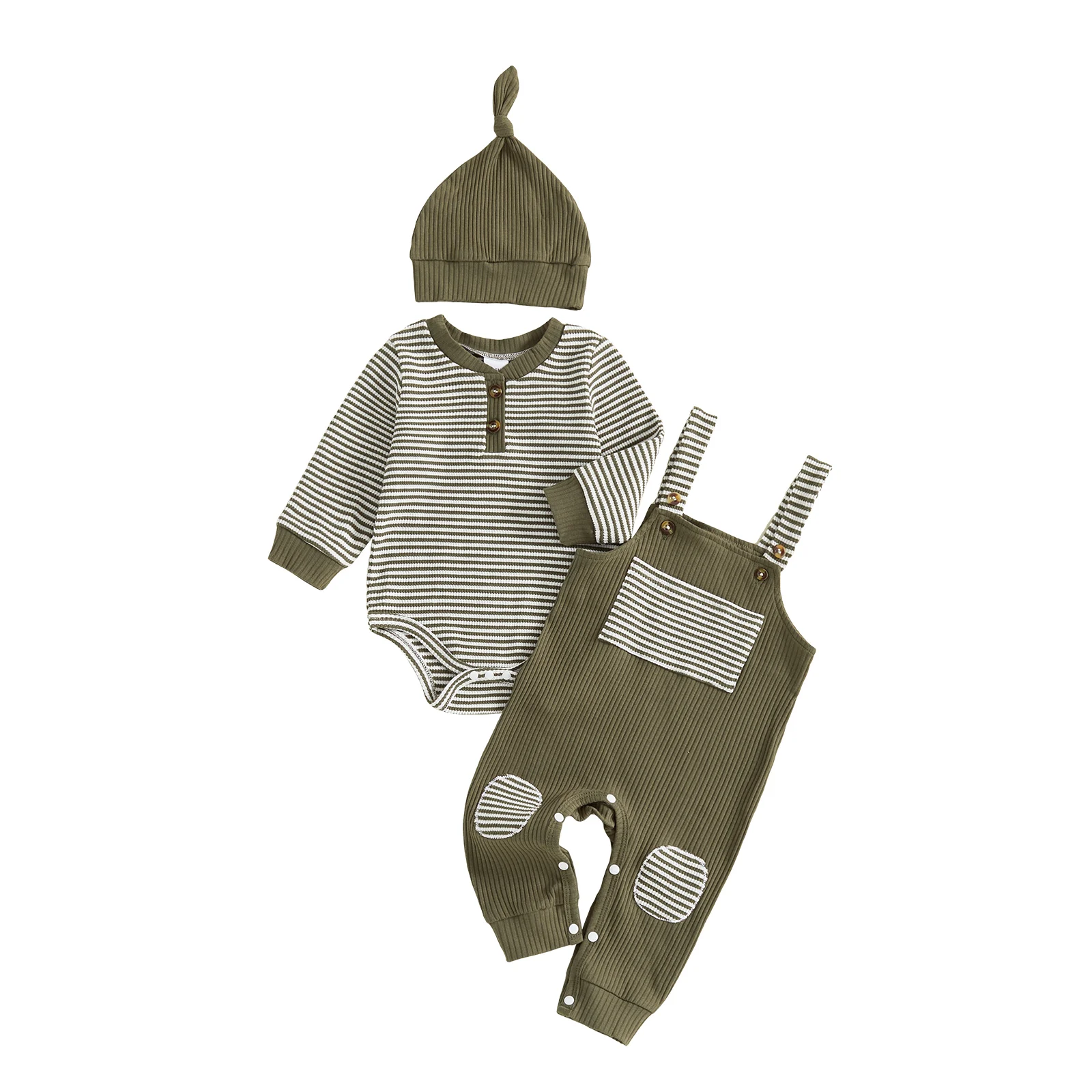 

Осенняя одежда для маленьких мальчиков, полосатый комбинезон с длинными рукавами, лоскутные комбинезоны, брюки и шапка, наряд из 3 предметов