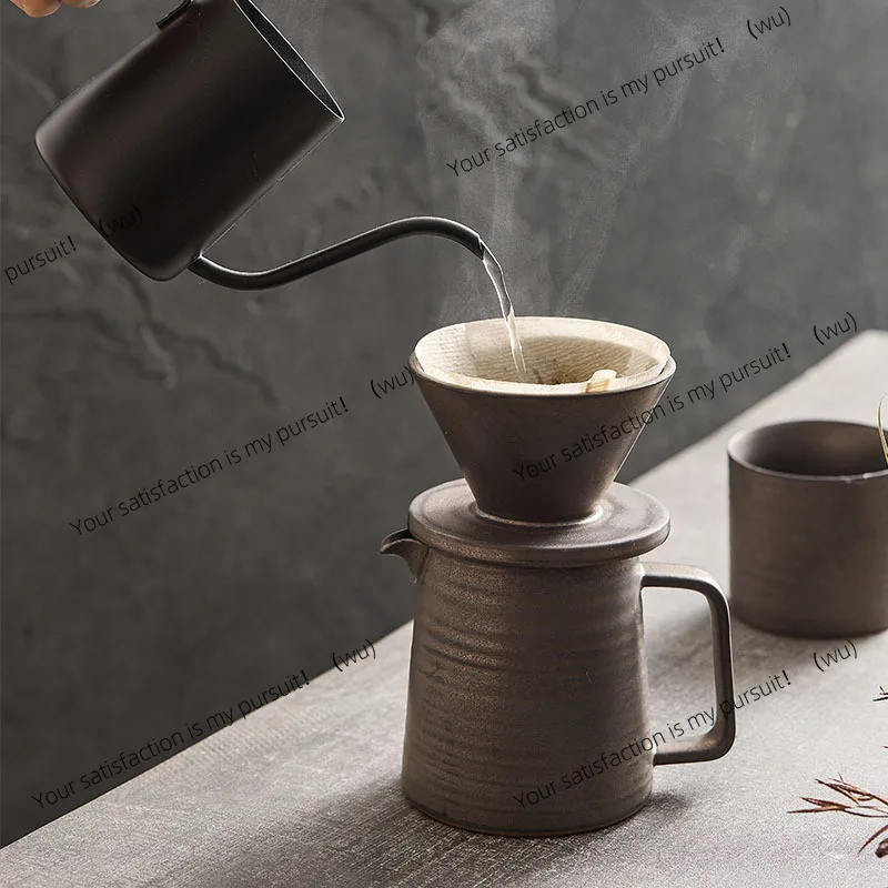 Drip pour-over coffee set Vintage ceramic Japanese sharing pot coffee cup set light luxury style office home use