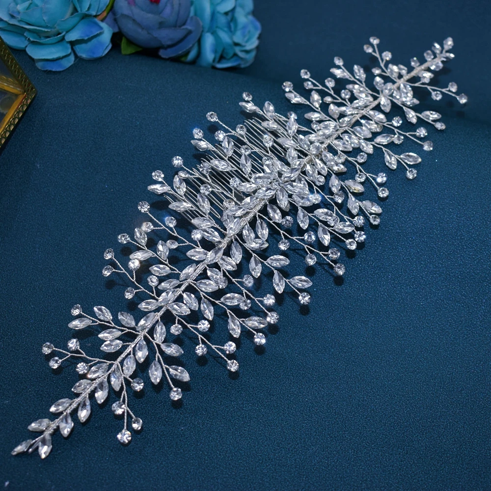 A455 Handmade Wedding Hair Comb Bridal Hairpins Rhinestone Head Jewelry Girls Headpieces Wedding Hair Accessories Headdress