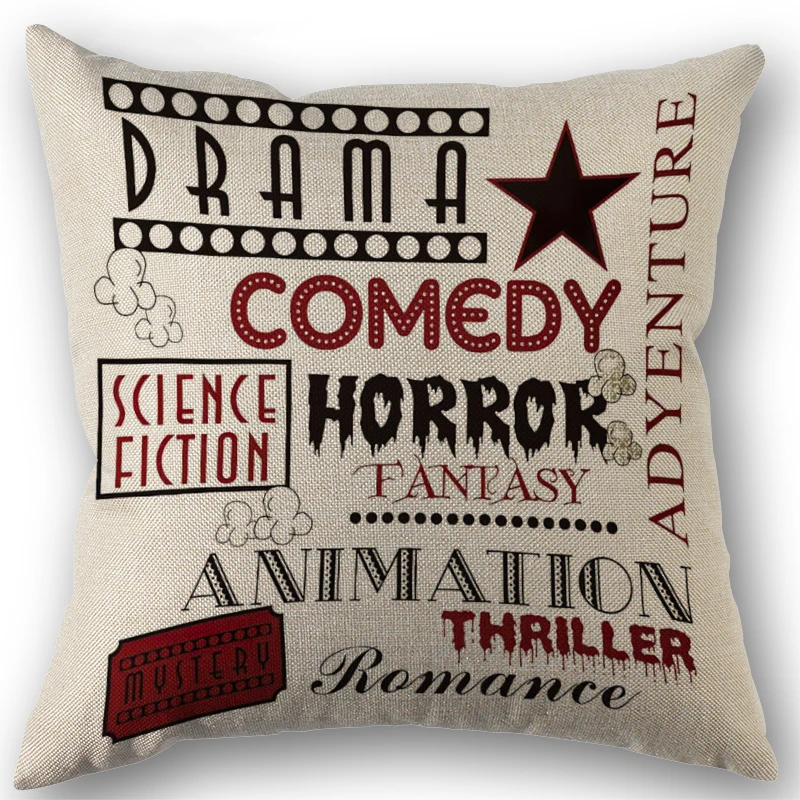 Cinema Ticket Printed Pillow Cover Linen Cushion Case Nordic Simple Sofa Pillow Case No Pillow Core 45X45cm One Sides