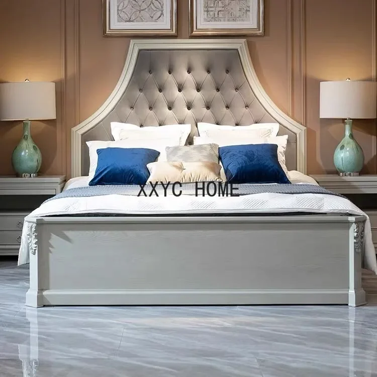 Modern light luxury American retro building revival solid wood bed