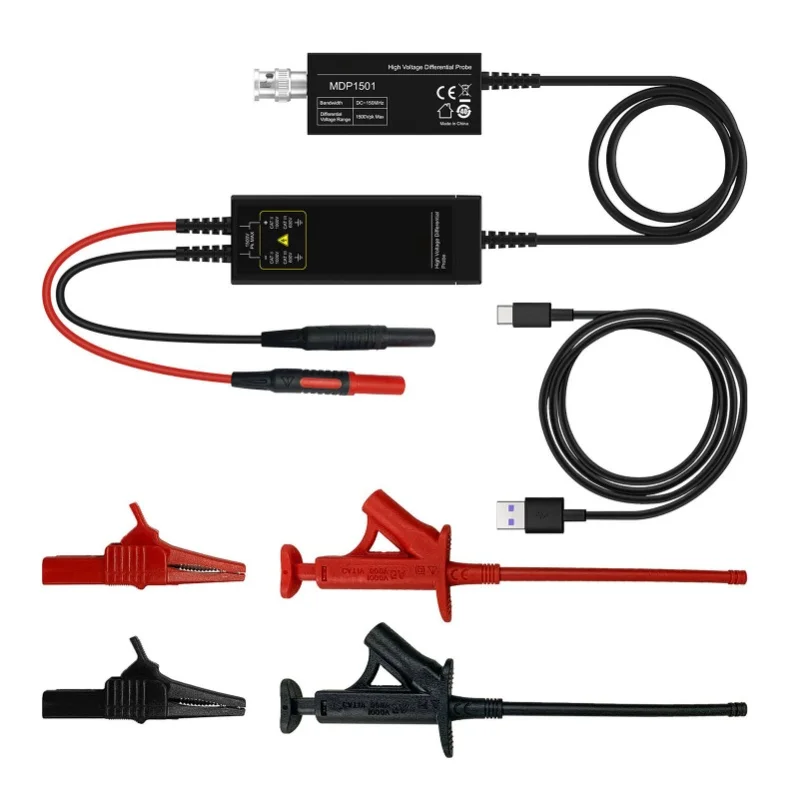 Oscilloscope Test Probe Kit 150MHz Bandwidth 1500V High Voltage Differential Probe BNC Interface Dual Range 100-240V EU Plug