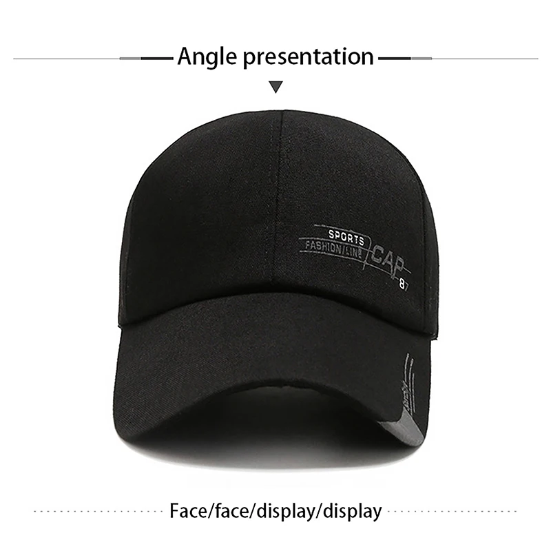 Canvas Printed Long Brim Baseball Cap, Minimalist Duckbill Cap, Outdoor Sports Sun Shading And Sun Protection Hat