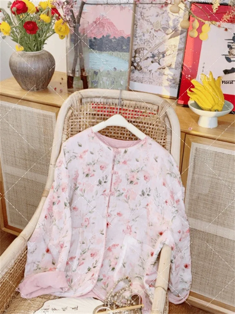 

Новая китайская двусторонняя женская куртка в национальном стиле, весенняя модная модель с цветочной вышивкой, топ в национальном стиле