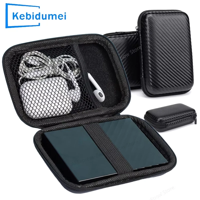 HDD Box Bag Case Portable EVA Phone Charger Zipper Bag Protection Case Hard Disk Data Cable Headphone Storage Pocket Pouch Black
