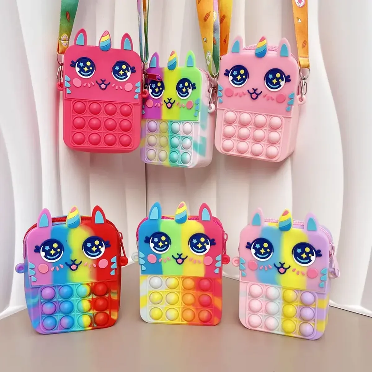 1 Stück Niedliche Einhorn-Blasen-Umhängetasche Münzbörse Pop-Studenten-Messenger-Tasche Geschenk für Mädchen & Jungen – Detail 7