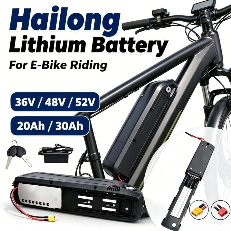 Durable Hailong Style E‑Bike Lithium‑ion Battery 36V 48V 52V Different Capacity Options for Bafang Mid Drive Conversion Kit