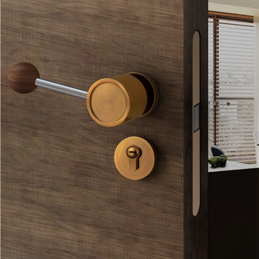 

Black Walnut Magnetic Mute Lock Creative Design Mute Privacy Modern Door Knob Versatile Use Interior Lock Rocker-Type Door Knobs