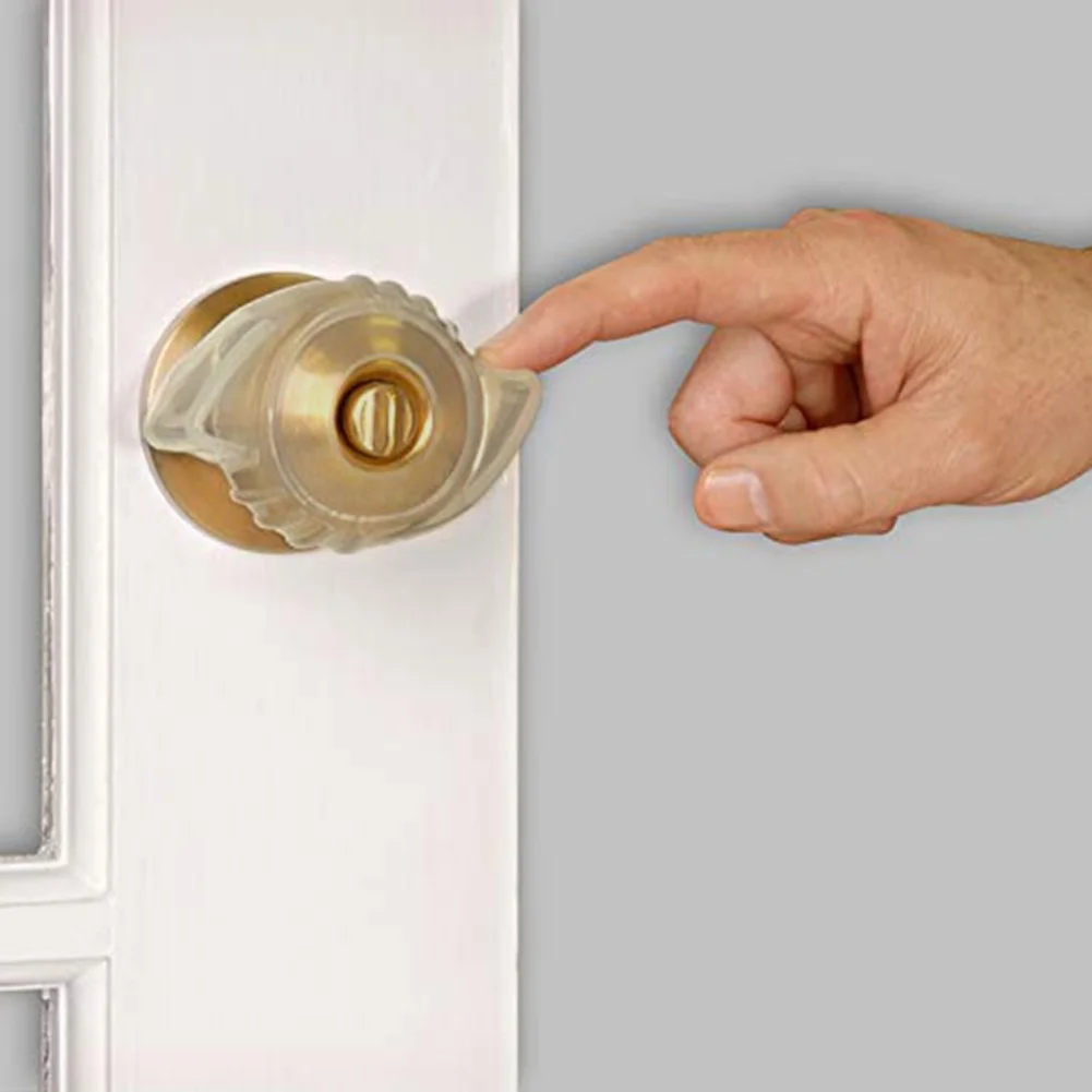 Soft Rubber Door Handle Grip Covers For Accessibility Converts Round Knobs To Lever Handles Clear Design Fit