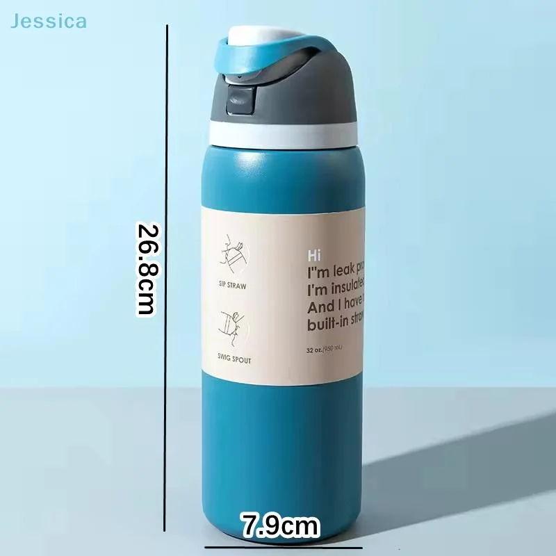 ☆ كوب حراري من الفولاذ المقاوم للصدأ، زجاجة مياه رياضية محمولة، قوارير مفرغة، زجاجة مياه ترمس