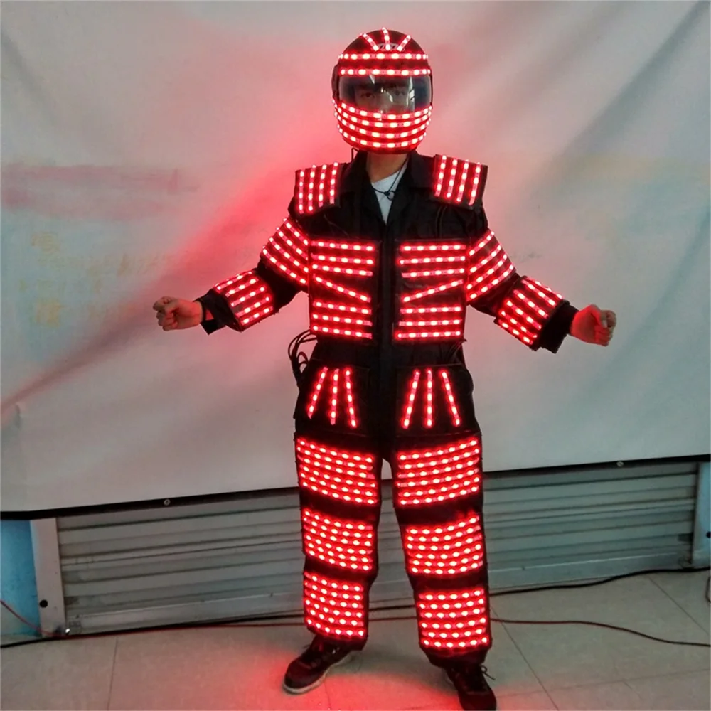 Magicool New Design Led Robot Costume Laser Clothes Bar Nightclub Disco Party Walker Stage Glowing Suit Pants Helmet Gloves