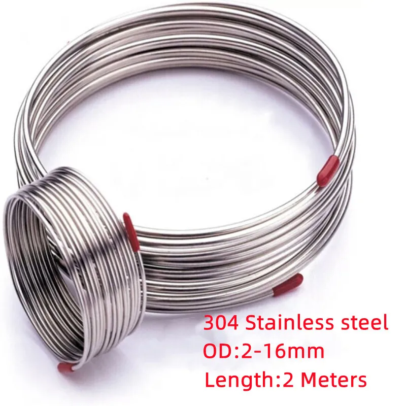 2 Meters 304 Stainless Steel coil pipe scroll Tube stainless Steel pipe coiler capillary tube  OD 2-16mm Wall Thick 0.5/1/1.5mm