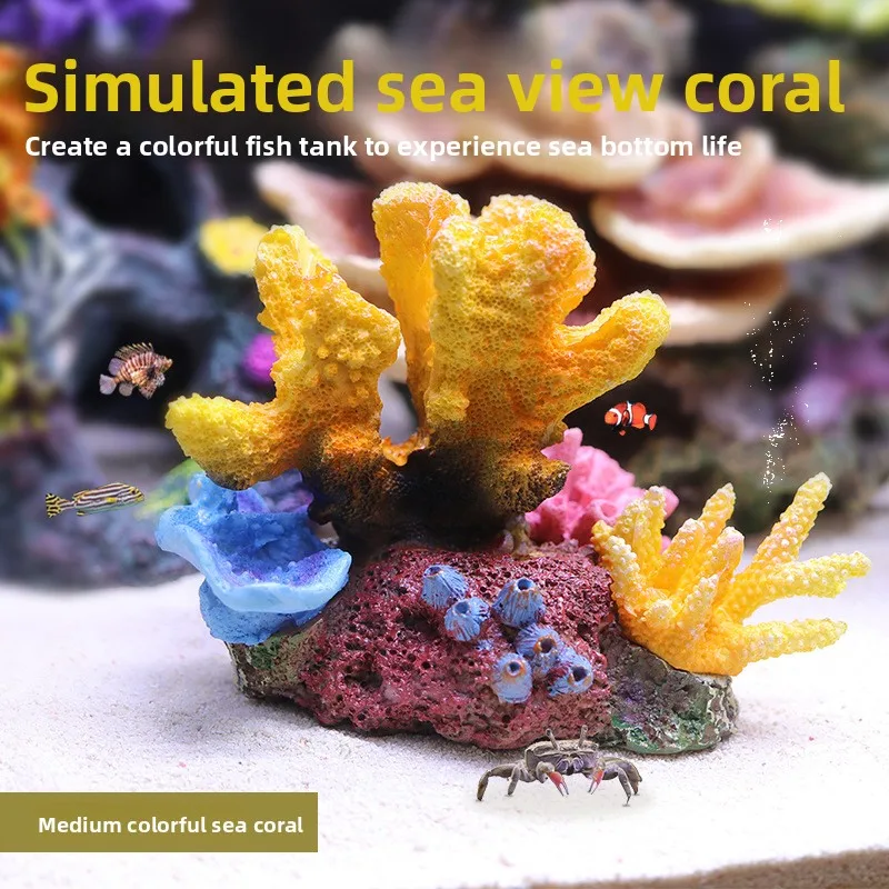 SYSENCIAGA Artificial Coral Reef Decor, Resin Coral & Shells-Medium Size Colorful Ornaments for Fish Tank, Saltwater&Freshwater