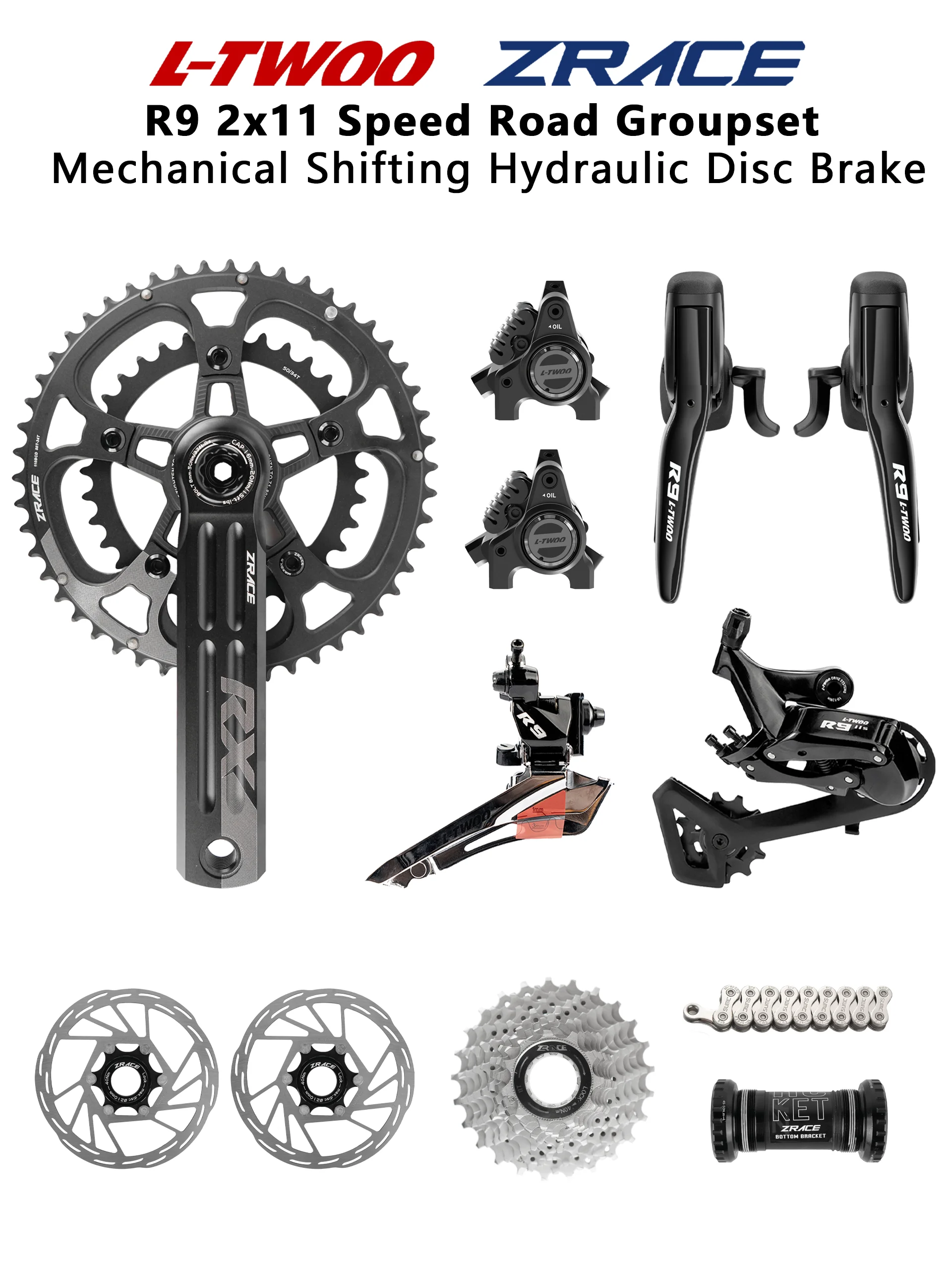 AliExpress LTWOO  R9 2x11s Hydraulic Disc + ZRACE Crank Cassette SUMC & DYC Chain, 22speed Road Groupset, for Road Bike / R7020 R8020