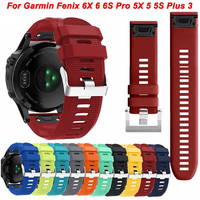 Silicone WatchBand Straps For Garmin Fenix 6 5 6X 5X Pro Plus Forerunner 945 WristStrap QuickFit 20mm 22mm 26mm Release Bracele