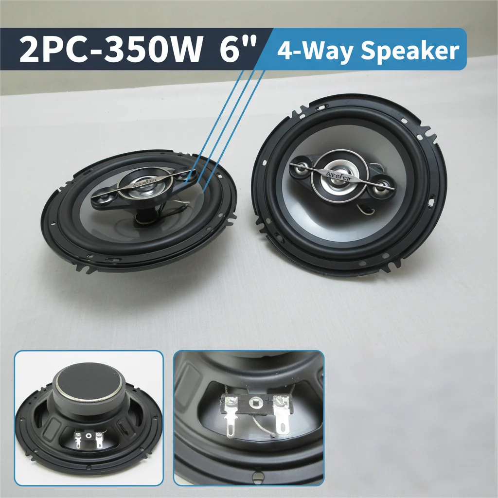 2pcs 6-inch 2Way Coaxial Car Speakers 12V 350W Maximum Power 4-Channel Audio Full-Range Stereo Sound Upgrade Car Stereo Speakers