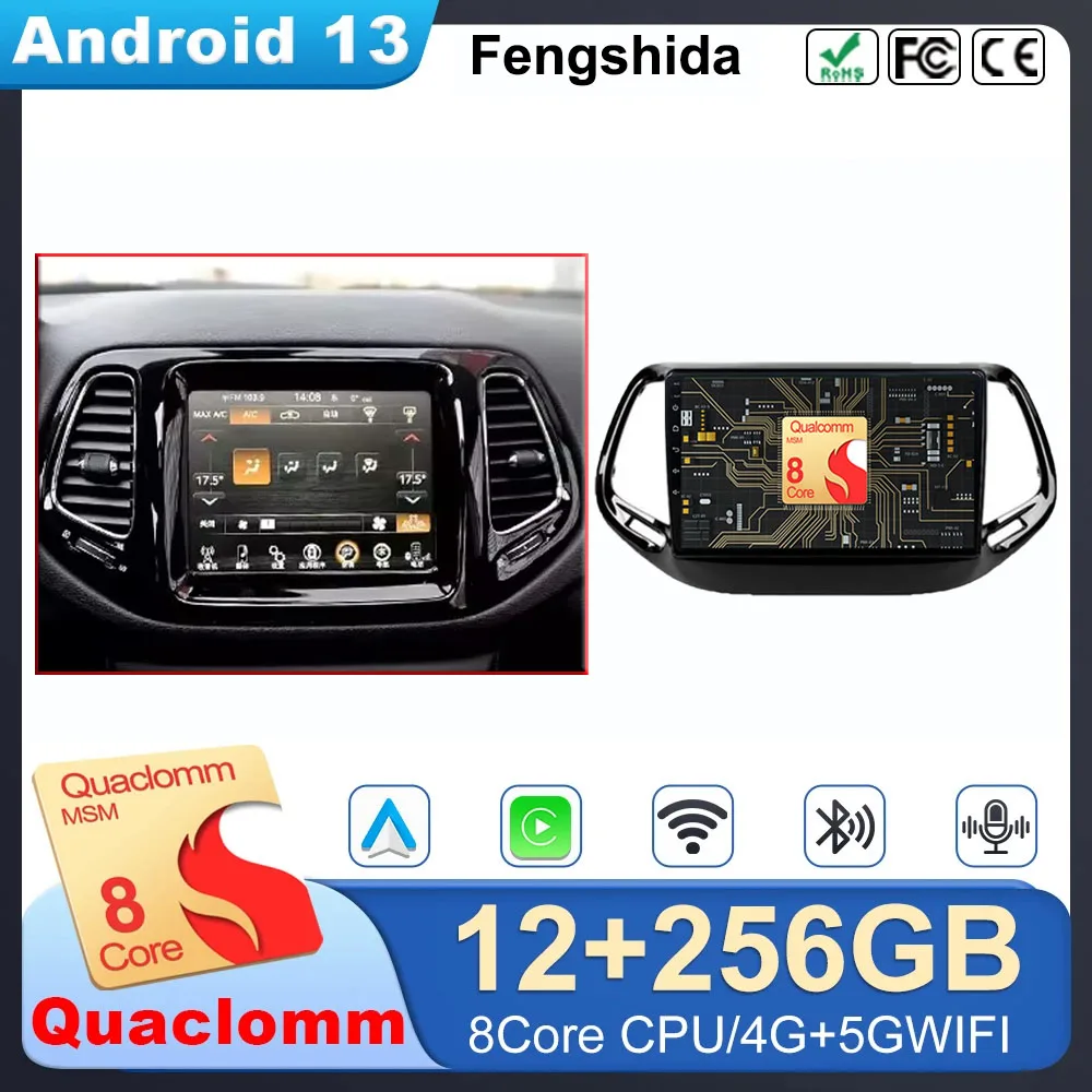 

Android 13 CarPlay Auto WIFI 4G For Jeep Compass 2 MP 2016 2017 2018 2019 Car Auto Radio Multimedia Video Player GPS Stereo DVD