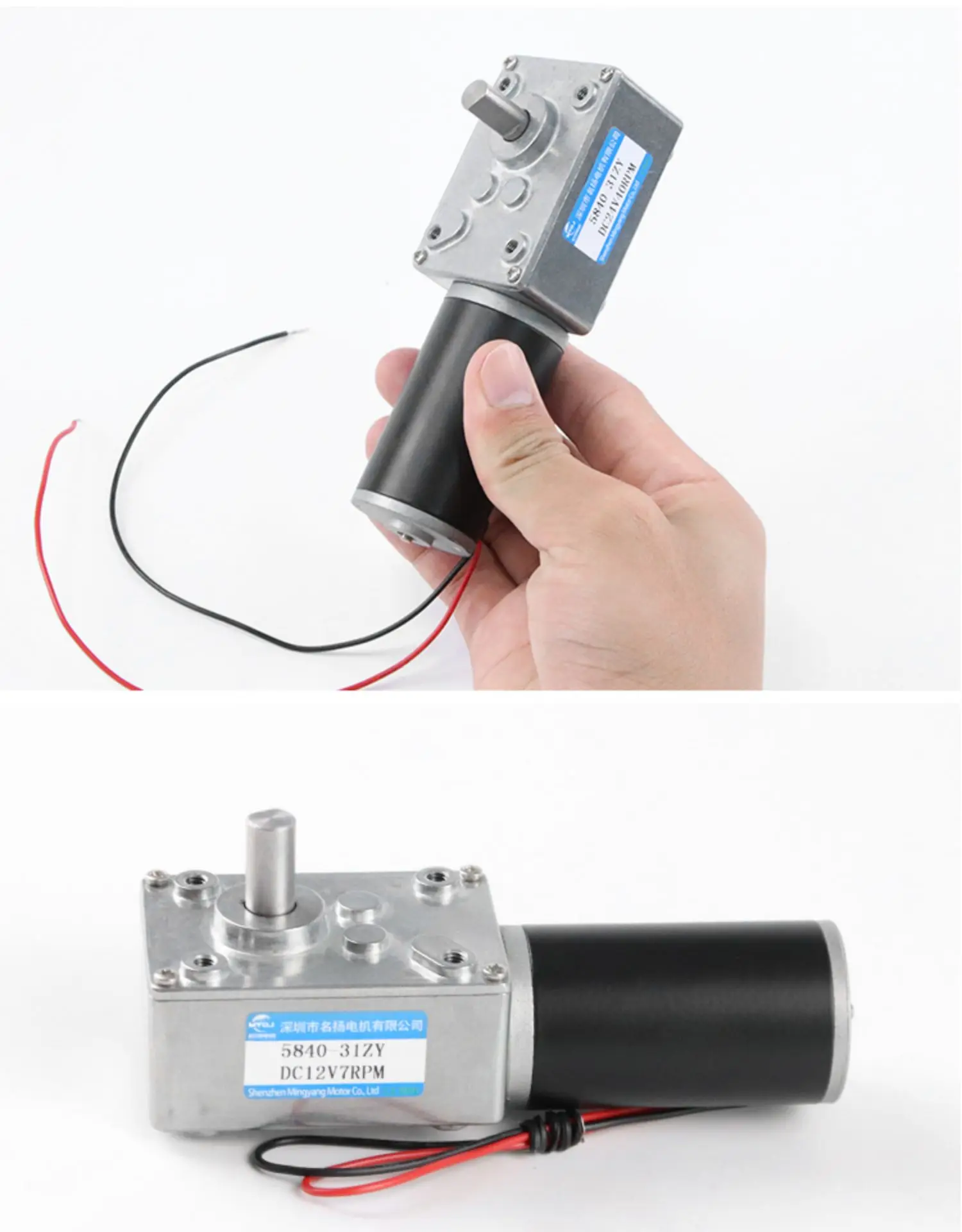 Double Shaft High Torque Worm Geared Motor DC 24V 12V 5-470RPM Self Locking Adjustable Speed Reversed High Torque Maximum 70KG