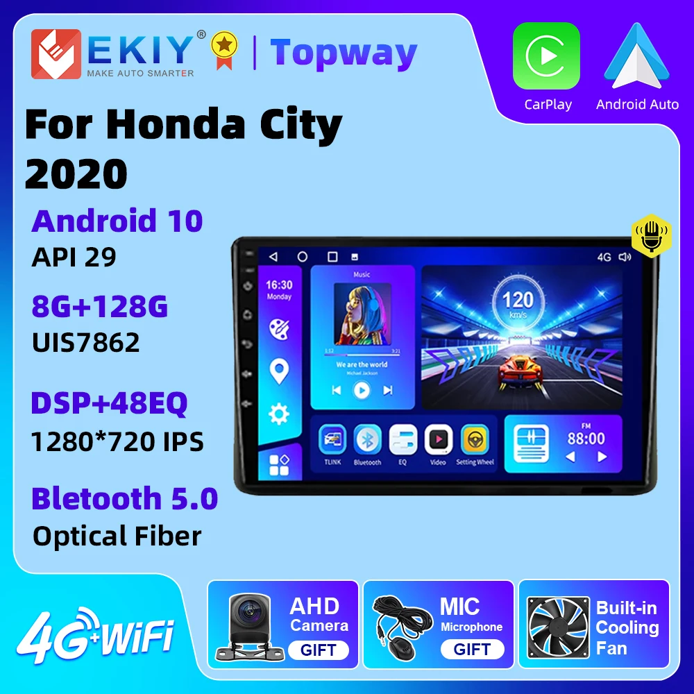 

EKIY Car Radio For Honda City 2020 Android 10 Multimedia Android Auto Carplay No Video Player Navi GPS 4G WiFi RDS 2 Din