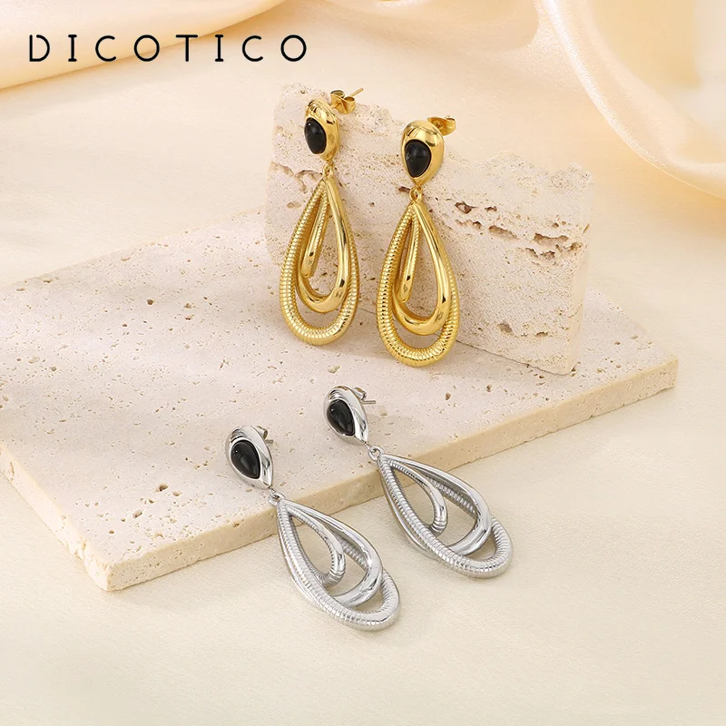 Stainless Steel Interlace Ellips Eardrops For Women Girl Fashion Modern Earrings Gold Silver Color Elegant Wedding Party Jewelry