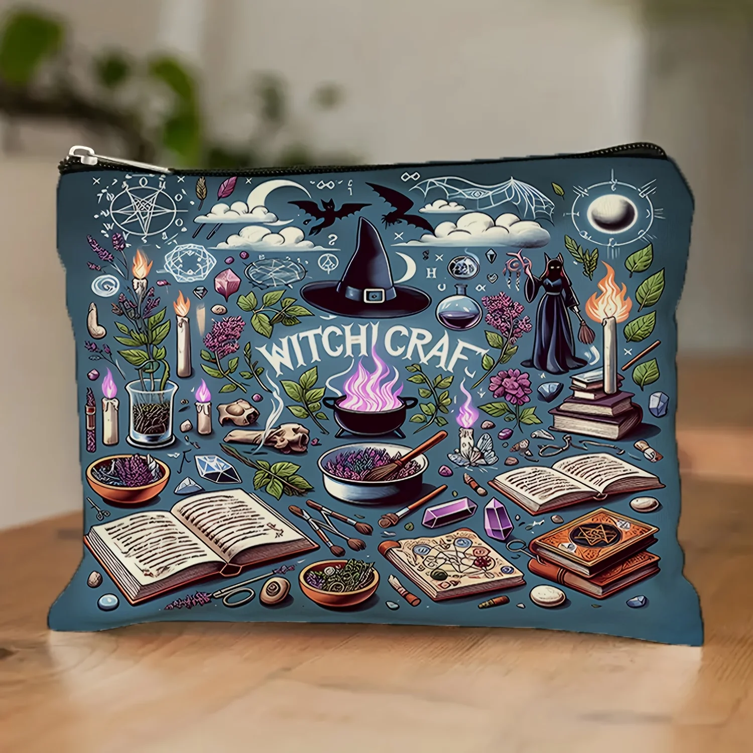 A Magic Witch Makeup Bag - Cute Multifunctional Zipper Bag for Women, Jewelry Storage Bag