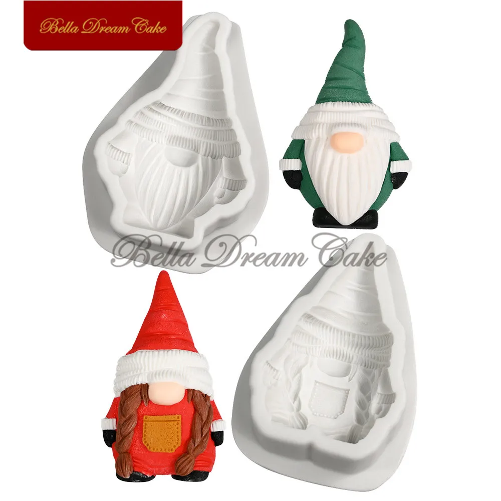 3D Small Dwarf Boy Girl Design Fondant Silicone Mold Christmas Chocolate Mould DIY Clay Model Cake Decorating Tools Bakeware