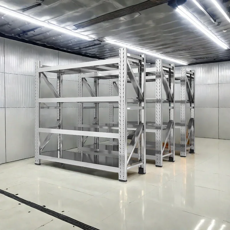 304 stainless steel shelves, multi-layer heavy-duty storage basement cold storage shelves in warehousing commercial warehouses