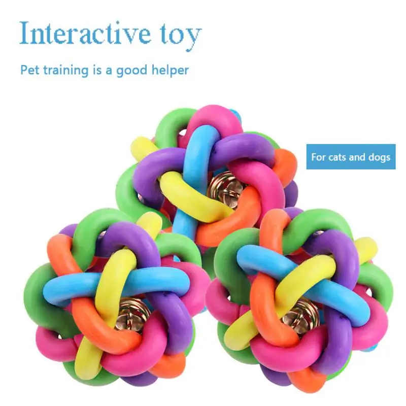 Pet Toy Rubber Colorful Bell Dog toy Ball Grinding Gnawing Supplies Bite Resistant Cats And Dogs Universal Quality 9CM