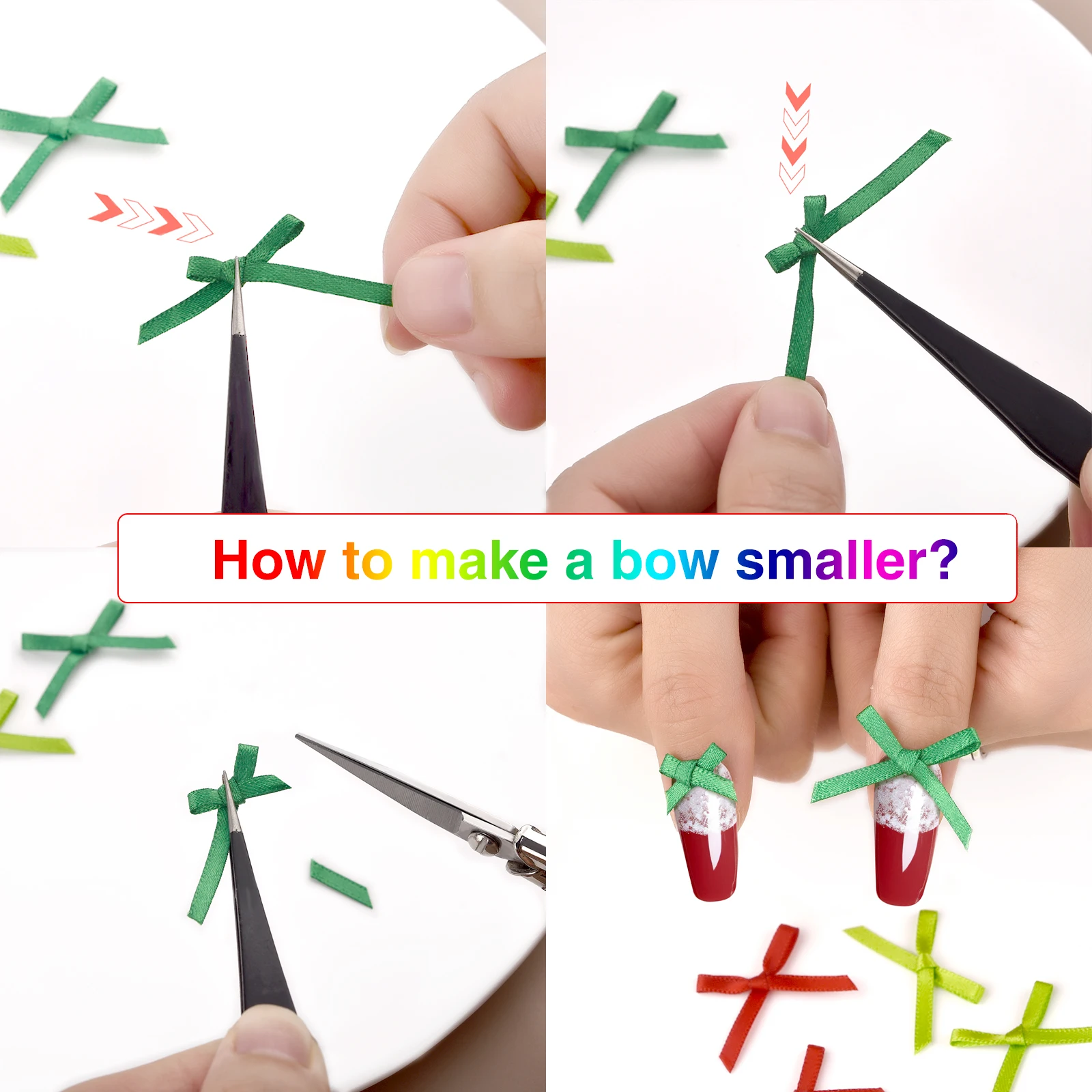 100Pcs 3mm Ribbons Mini Satin Ribbons Flowers Bows Ties DIY Craft Scrapbooking Embellishment Accessories Christmas Decorations