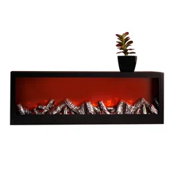 Black LED Fireplace 60x20x10cm Simulated Flame Effect Light Tabletop Decorative Fireplace Lamp for Home Bedroom Decor