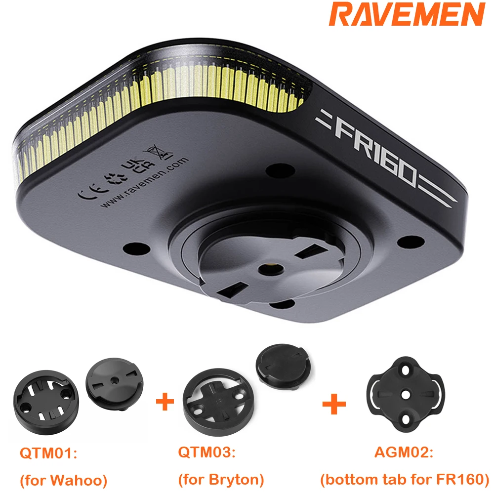 

Ravemen FR160 LED Bike Front Light Bicycle Headlight QTM01+QTM03 Mount Tab For Garmin Wahoo Bryton GPS With AGM02 Bottom Mount