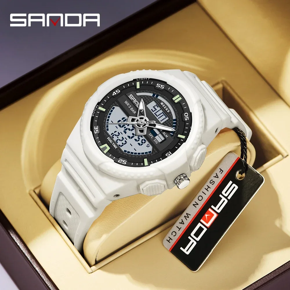 

SANDA Women's Sports Watch for Men Quartz Digital Dual Display Shock Water Proof Stopwatch Fashion Wristwatch 10W9030